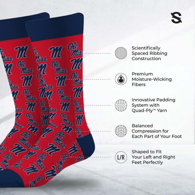 Strideline Store NCAA Mens Repeat Logo Dress Socks-Team Colors-One Size Fits Most -M/L (8-12) - Image 2